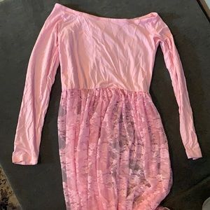 Pink lace maternity gown